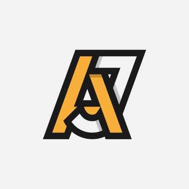 Harf AJ veya JA Logo, Monogram Logo harfi A, J kombinasyonu, tasarım logosu şablonu, vektör illüstrasyonu