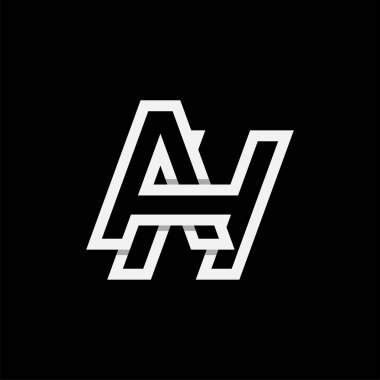 AH harfi ya da HA logosu, H kombinasyonu, tasarım logosu, vektör illüstrasyonlu A harfi.