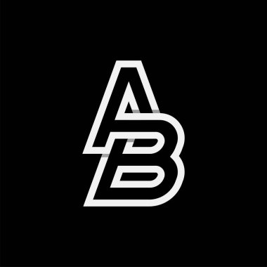 Harf AB veya BA Logosu, Monogram harfi A, B kombinasyonu, tasarım logosu şablonu, vektör ilülasyonu