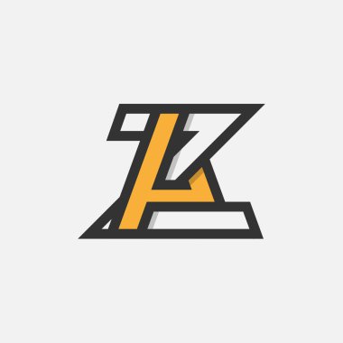 Harf AZ veya ZA Logosu, Monogram Logo harfi A, Z kombinasyonu, tasarım logo şablonu ögesi, vektör illüstrasyonu