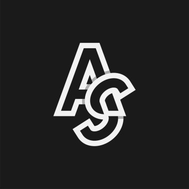 AS ya da SA Logosu Harfi, S kombinasyonu, tasarım logosu şablonu, vektör illüstrasyonlu Monogram A harfi