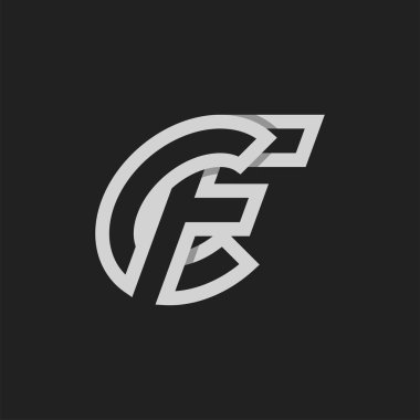 CF ya da FC Logosu, C harfli Monogram C harfi F kombinasyonu, tasarım logosu, vektör illüstrasyonu