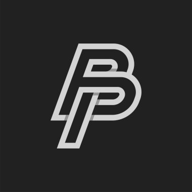 Harf BP veya PB Logosu, P kombinasyonu, tasarım logosu, vektör illüstrasyonlu Monogram B harfi