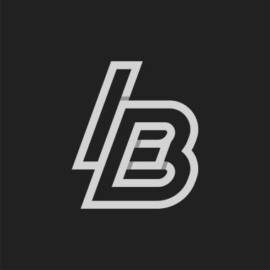 Harf BL veya LB Logosu, L kombinasyonlu Monogram harfi B, tasarım logosu şablonu, vektör ilülasyonu