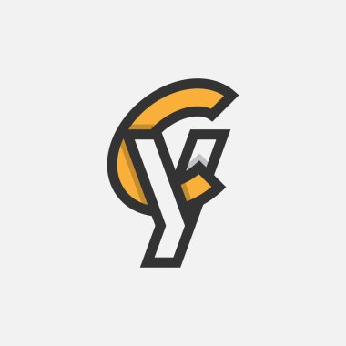 Harf CY veya YC Logosu, Y kombinasyonlu Monogram Logo harfi C, tasarım logo şablonu ögesi, vektör illüstrasyonu