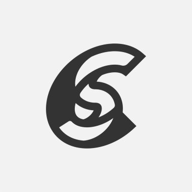 Harf CS veya SC Logosu, S kombinasyonlu Monogram Logosu C harfi, tasarım logo şablonu ögesi, vektör illüstrasyonu
