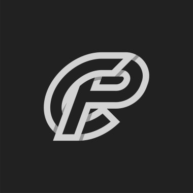 Harf CP veya PC Logosu, P kombinasyonu, tasarım logosu, vektör illüstrasyonlu Monogram C harfi