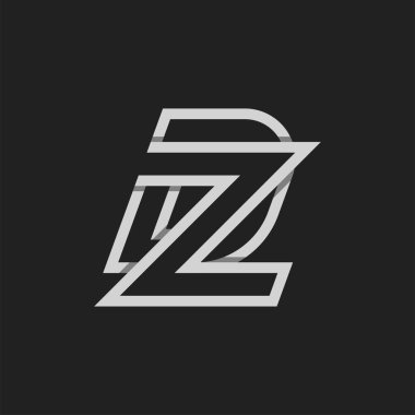 İlk harf DZ veya ZD logosu, Z kombinasyonlu Monogram Logo harfi D, tasarım logosu şablonu, vektör ilülasyonu