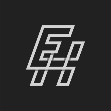 Baş harf E veya H Logosu, H kombinasyonlu Monogram harfi E, tasarım logosu şablonu, vektör ilülasyonu