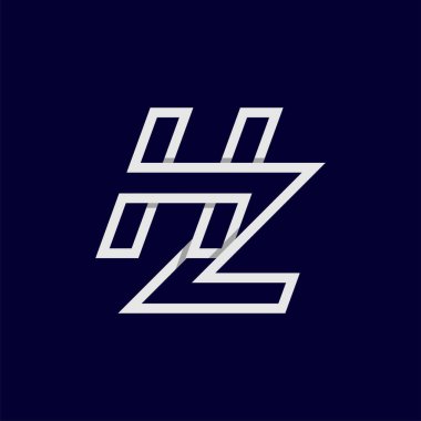 İlk harf HZ veya ZH logosu, Z kombinasyonlu Monogram logo harfi H, tasarım logosu şablonu, vektör ilülasyonu