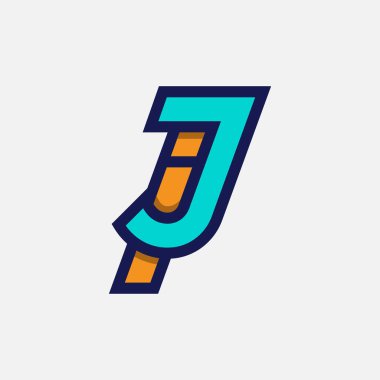 İlk harf IJ veya JI Logosu, J kombinasyonlu Monogram Logosu I, tasarım logo şablonu ögesi, vektör illüstrasyonu