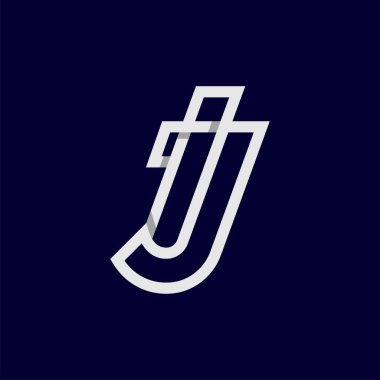 İlk IJ veya JI Letter Logosu, J kombinasyonlu I Monogram Logosu, tasarım logosu şablonu, vektör ilülasyonu