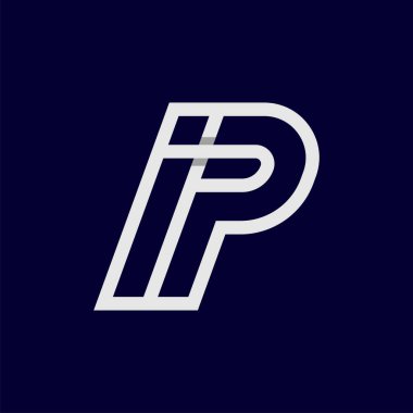 İlk IP ya da PI Letter Logosu, P kombinasyonu, tasarım logosu şablonu, vektör illüstrasyonlu Monogram I harfi