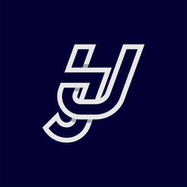 İlk Harf JU ya da UJ Logosu, U kombinasyonu, tasarım logosu şablonu, vektör illüstrasyonlu Monogram Logosu J