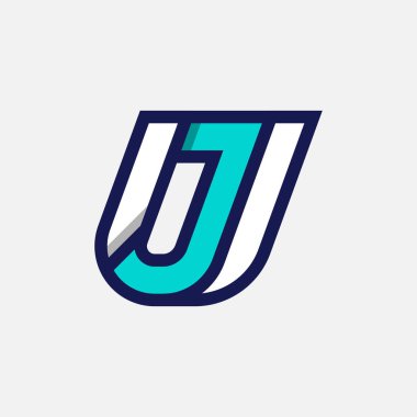 İlk harf JU ya da UJ Logosu, U kombinasyonlu Monogram Logosu J harfi, tasarım logosu şablonu, vektör ilülasyonu