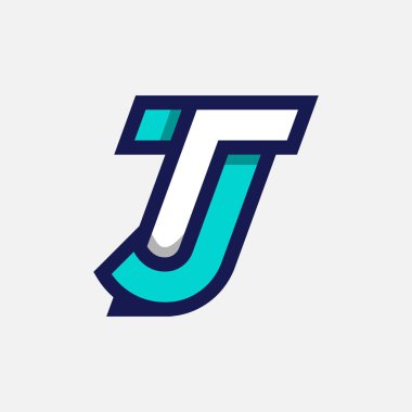 İlk Harf JT veya TJ Logosu, T kombinasyonlu Monogram Logosu J harfi, tasarım logosu şablonu, vektör çizimi