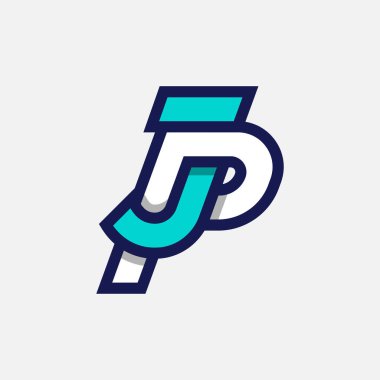 İlk Harf JP veya PJ Logosu, P kombinasyonlu Monogram Logosu J harfi, tasarım logosu şablonu, vektör çizimi