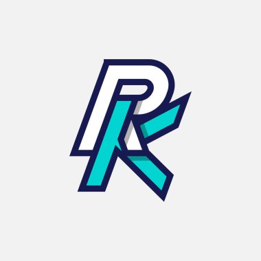 Başlangıç Harfi KR veya RK Logosu, R kombinasyonlu Monogram Logosu K harfi, tasarım logosu şablonu ögesi, vektör illüstrasyonu