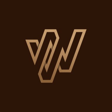 İlk harf NV veya VN Logosu, V kombinasyonlu Monogram Logosu N harfi, tasarım logosu şablonu, vektör çizimi