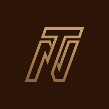 İlk harf NT veya TN Logosu, T kombinasyonu, tasarım logosu şablonu, vektör illüstrasyonlu Monogram Logosu N harfi