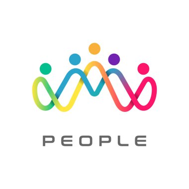 People logo tasarımı, Community human Logo tasarım şablon unsuru, vektör illüstrasyonu