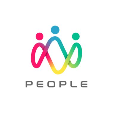 People logo tasarımı, Community human Logo tasarım şablonu, vektör illüstrasyonu