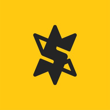 İlk harf S Yıldız logosu, S harfi Yıldız kombinasyonu düz dizayn logo şablonu ögesi, vektör illüstrasyonu
