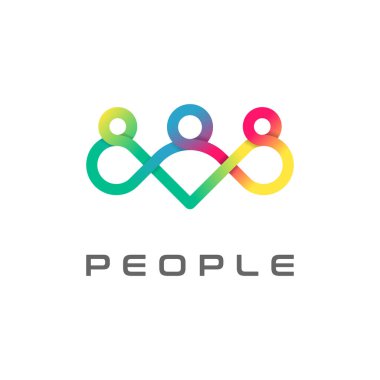 People logo tasarımı, Community human Logo tasarım şablon unsuru, vektör illüstrasyonu