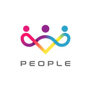 Insanlar logo tasarımı, Community human Logo şablon elemanı, vektör illüstrasyonu