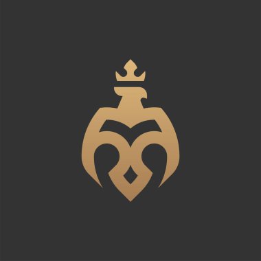 Altın Kartal logosu tasarımı, taç, kartal logosu, vektör ilüstrasyonu