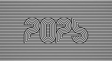 New Year 2025 Logo design, number 2025 in Line style that blends into the line background, new year design logo template element, vector illustration clipart