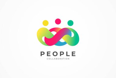 People logo design, Community human Logo with gradient color, people logo design template design element, vector illustration clipart