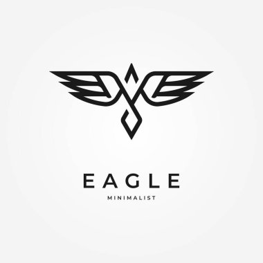 Minimal Eagle Logo Tasarımı, modern kuş hattı tarzı logo tasarımı, düz tasarım logo şablonu unsuru, vektör illüstrasyonu