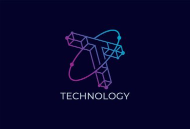 Letter T Technology Logo tasarımı ilham kaynağı, teknoloji markası ve şirket logosu tasarımı için uygun, vektör illüstrasyonu