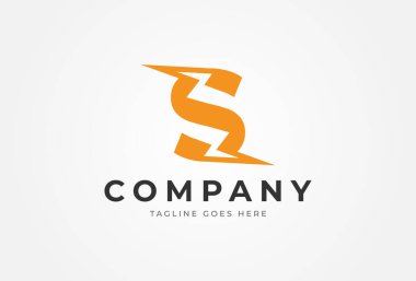S harfi elektrik logosu, S harfi ve yıldırım kombinasyonu, tunder bolt tasarım logo şablonu, vektör ilülasyonu