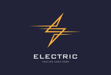 Elektrik Logosu, soyut S harfi yıldırım, tunder deseni logo şablonu, vektör illüstrasyonu
