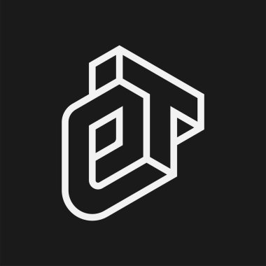 ET Geometric 3d tarzı logo, mimari, inşaat, binalar ve şirket logoları için uygun, vektör illüstrasyonuName