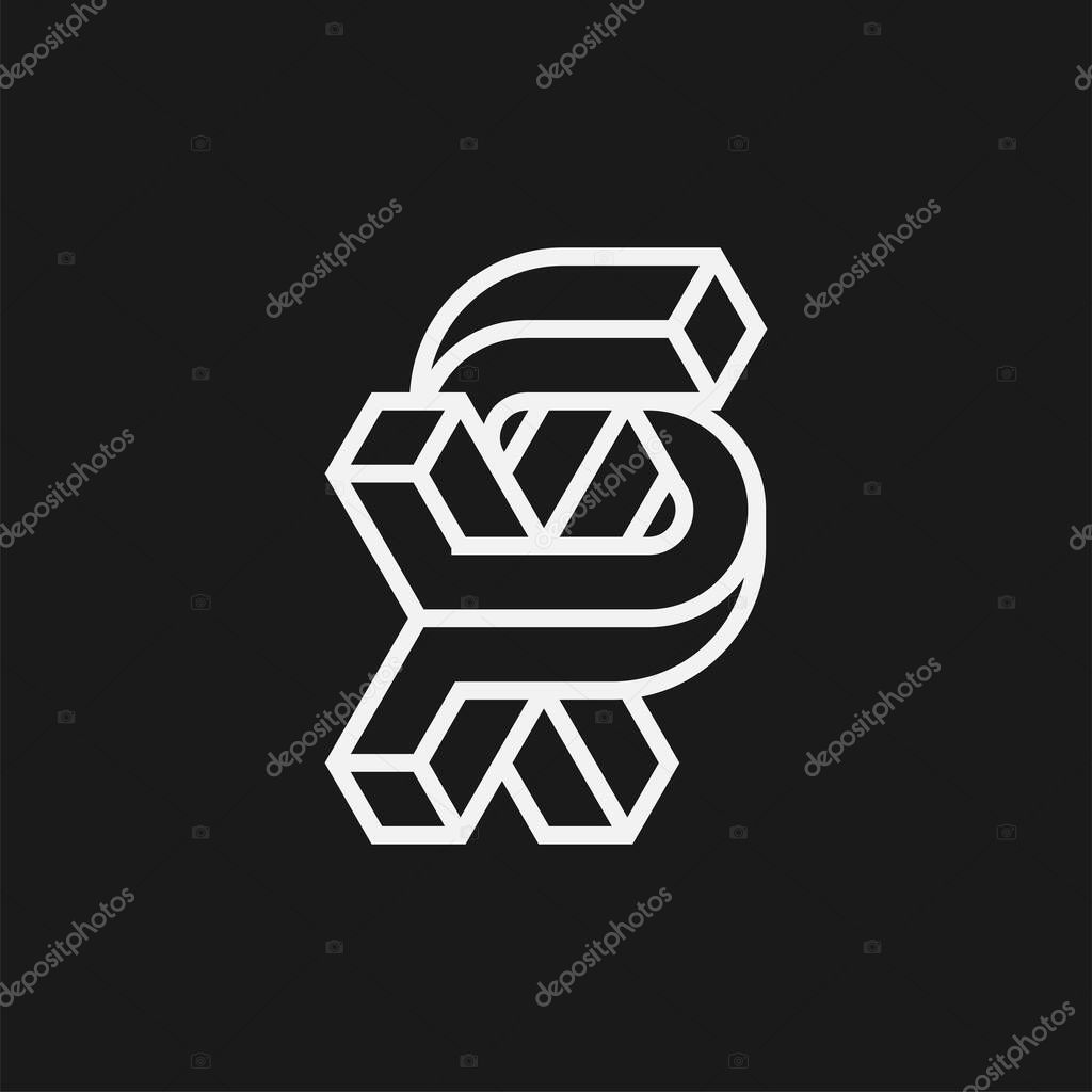 Letter SX Geometric 3d line style Logo, suitable for architecture, construction, buildings and company logos, vector illustration