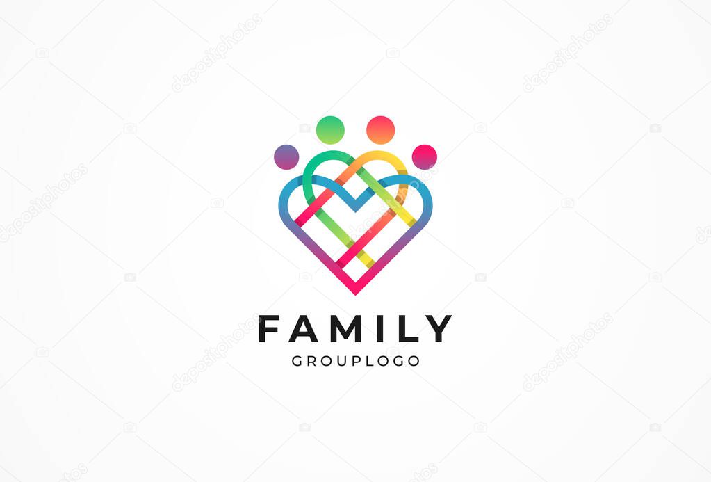 People logo design, Family people group Logo with gradient color, human logo design template, vector illustration
