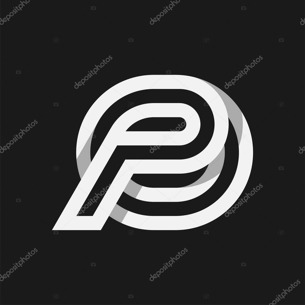 Geometric Letter OP or PO Monogram Logo design