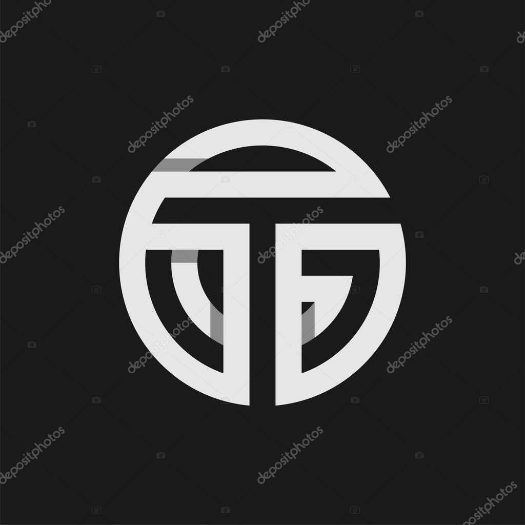 Geometric Letter GT or TG Monogram Logo design