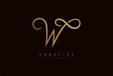 W harfi kaligrafi logosu, Lüks harf W sonsuz simge kombinasyonu, vektör illüstrasyonu