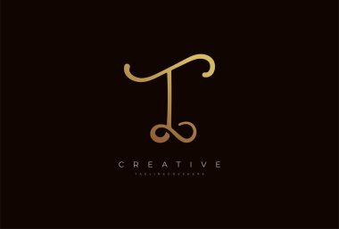 T harfi kaligrafi logosu, T harfi sonsuz ikon kombinasyonlu, vektör illüstrasyonu