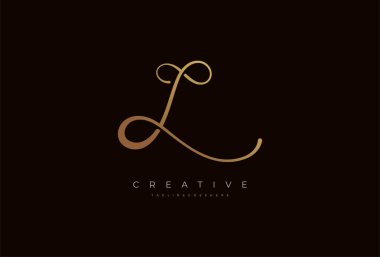 L harfi kaligrafi logosu, L harfi sonsuz simge kombinasyonu, vektör illüstrasyonu