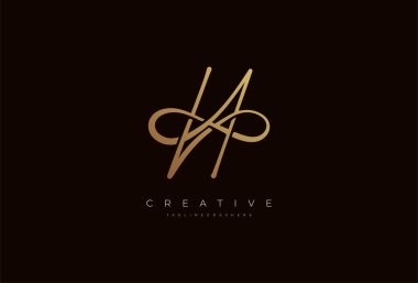 H harfi kaligrafi logosu, sonsuz ikon kombinasyonlu H harfi, vektör illüstrasyonu