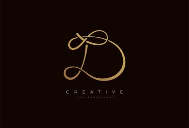 D harfi kaligrafi logosu, D harfi sonsuz simge kombinasyonu, vektör illüstrasyonu