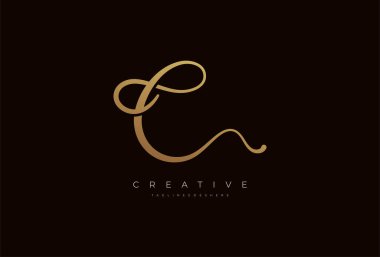 C harfi kaligrafi logosu, C harfi sonsuz simge kombinasyonu, vektör illüstrasyonu