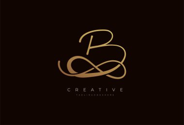 B harfi kaligrafi logosu, Lüks harf B sonsuz simge kombinasyonu, vektör illüstrasyonu