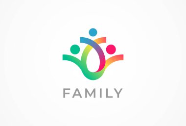 İnsanlar logo tasarımı, gradyan tam renk aile insan logosu, logo tasarım şablonu tasarım unsuru, vektör illüstrasyonu
