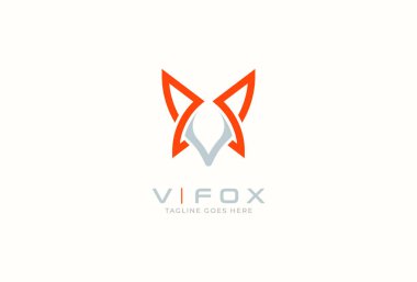 Soyut İlk Mektup V Fox Logosu, marka ve şirket logosu tasarımı için uygun, vektör illüstrasyonu